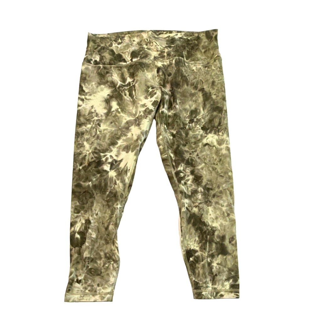 Lululemon Align High Rise Ankle Leggings Green Tie Dye Yoga Size 16